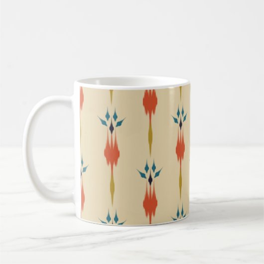 美しい民族抽象芸術イカットアート。シームレスカスル コーヒーマグカップ (左)