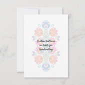 美しい民話ピンク、赤と青ありがとう サンキューカード (裏面)