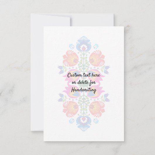 美しい民話ピンク、赤と青ありがとう サンキューカード (裏面)