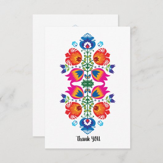 美しい民話ピンク、赤と青ありがとう サンキューカード (正面/裏面)