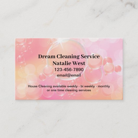 美しい気泡を使った清掃サービス 名刺 (正面)