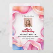 美しい水のカラーフレーム誕生日 パーソナライズされた 招待状 (正面/裏面)