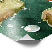 美しい水の絵を描色の赤いバラ フォトプリント            (角)