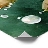 美しい水の絵を描色の赤いバラ ポスター (角)