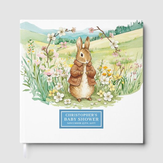 美しい水の色うさぎ赤ちゃんシャワーゲストブック ゲストブック (正面)