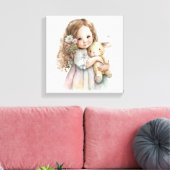 美しい水の色かわいいイースターバニーデコレーション キャンバスプリント (インサイチュ (リビング))