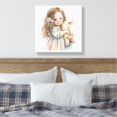 美しい水の色かわいいイースターバニーデコレーション キャンバスプリント (インサイチュ (寝室))