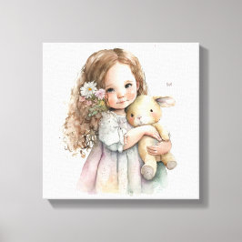 美しい水の色かわいいイースターバニーデコレーション キャンバスプリント