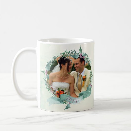 美しい水の色とメリー結婚したクリスマス コーヒーマグカップ (左)