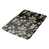 美しい水の色のイタリアンオリーブ模様ブラック バスマット (アングル)