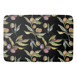 美しい水の色のイタリアンオリーブ模様ブラック バスマット