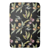 美しい水の色のイタリアンオリーブ模様ブラック バスマット (正面縦)