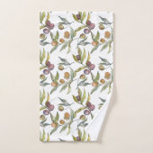 美しい水の色のオリイタリアンブパターン白 バスタオルセット (ハンドタオル)