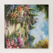 美しい水の色のカントリーガーデン ジグソーパズル (横)