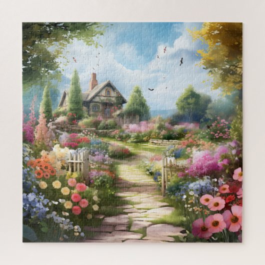 美しい水の色のカントリーガーデン ジグソーパズル (縦)