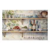 美しい水の色のキッチンシェルフ料理ボトル ポスター (正面)