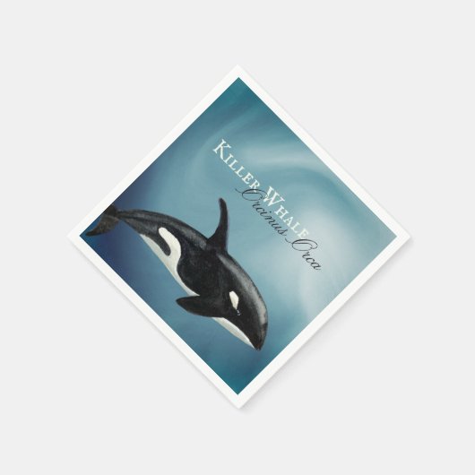 美しい水の色のキラーホエールオルシーナス・オルカ スタンダードカクテルナプキン (角)