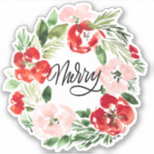 美しい水の色のクリスマスリース メリー シール (正面)