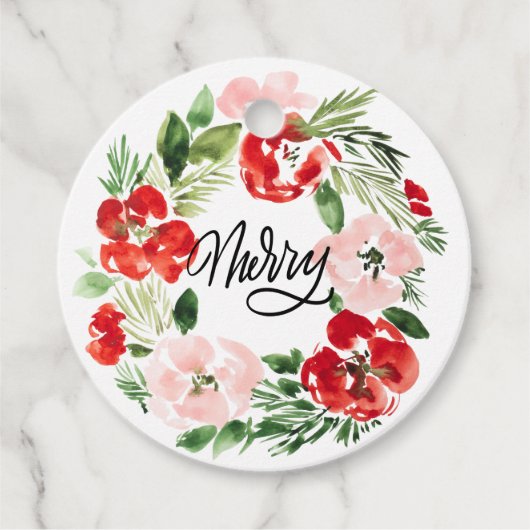美しい水の色のクリスマスリース メリー フェイバータグ (正面)