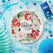 美しい水の色のクリスマスリース メリー ペーパープレート (パーティー)