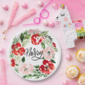 美しい水の色のクリスマスリース メリー ペーパープレート (パーティー)