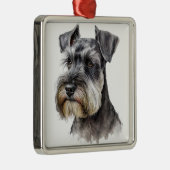 美しい水の色のシャヌツァー子犬 メタルオーナメント (右)