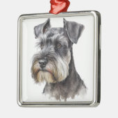 美しい水の色のシャヌツァー子犬 メタルオーナメント (左)