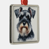 美しい水の色のシャヌツァー子犬 メタルオーナメント (右)