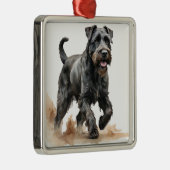 美しい水の色のシャヌツァー子犬 メタルオーナメント (右)