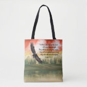 美しい水の色のソアリングイーグルイザヤ40:31 トートバッグ (正面)