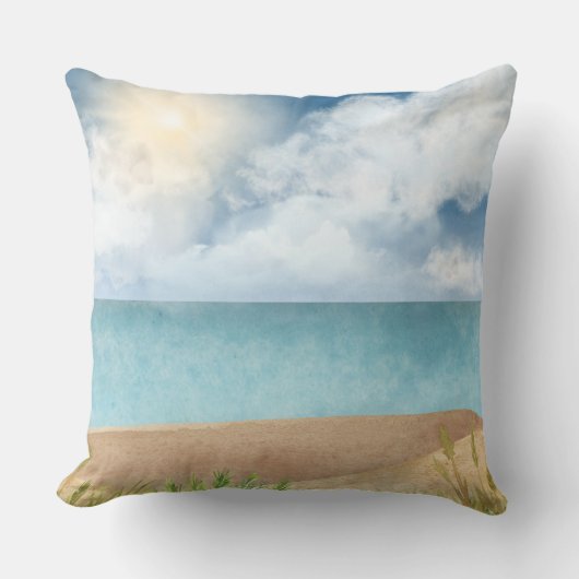 美しい水の色のビーチシーン クッション (正面)