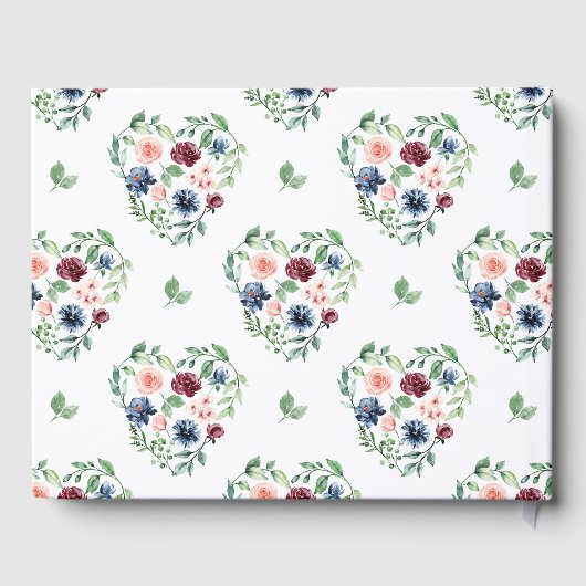 美しい水の色のフローラと緑結婚の ゲストブック (裏面)