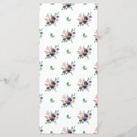 美しい水の色のフローラと緑結婚の メニュー (裏面)