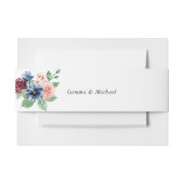 美しい水の色のフローラと緑結婚の 招待状ベリーバンド (正面例)