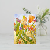 美しい水の色のフローラと金ゴールドフォイルギルト。 箔シーズンポストカード (立ち正面)