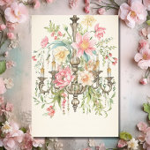 美しい水の色のフローラシャンデリア結婚ズ 招待状