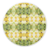 美しい水の色のフローラハートキャビネットプル セラミックノブ (正面)