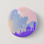 美しい水の色のフローラモスクイスラムの贈り物 缶バッジ (正面)