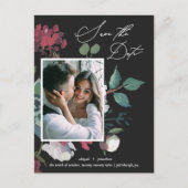 美しい水の色のフローラ黒い日付を保存 インビテーションポストカード (正面)