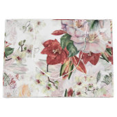 美しい水の色のユリとオーキッドlレースかわいい ラージペーパーバッグ (正面)