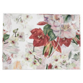 美しい水の色のユリとオーキッドlレースかわいい ラージペーパーバッグ (裏面)