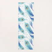 美しい水の色の孔雀の羽パーソナライズされた羽 ヨガマット (裏面)