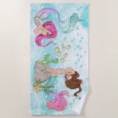 美しい水の色の小さな人魚 ビーチタオル (正面)
