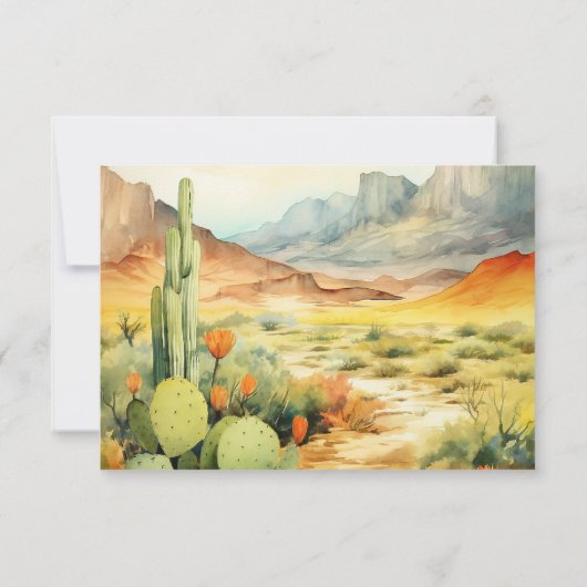 美しい水の色の砂漠サボテン結婚ズ サンキューカード (裏面)