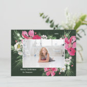 美しい水の色の花リースグリーンクリスマス シーズンカード (スタンド正面)