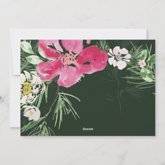 美しい水の色の花リースグリーンクリスマス シーズンカード (裏面)