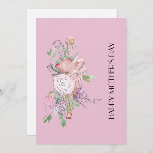 美しい水の色の花幸せな母の日カード シーズンカード (正面/裏面)