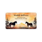 美しい水の色の馬のフィールドのアドレス ラベル (正面)