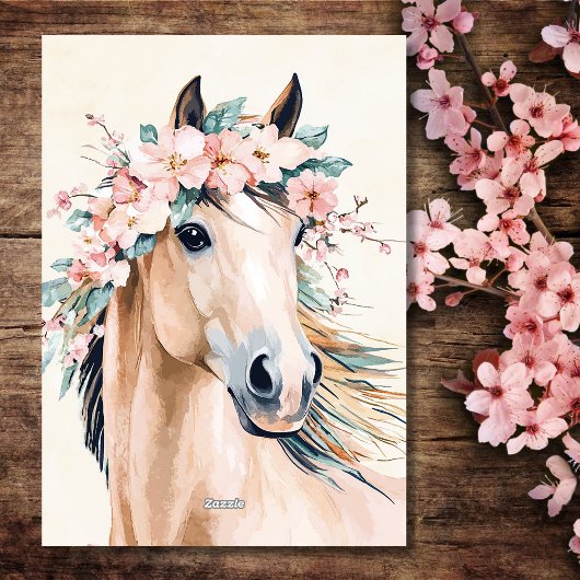 美しい水の色の馬のフローライースター シーズンカード