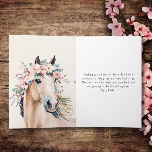 美しい水の色の馬のフローライースター シーズンカード